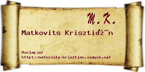 Matkovits Krisztián névjegykártya